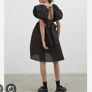 NWOT Urban Outfitters Black Sheer Mesh Tiered Puff Sleeve Mini Dress Size S